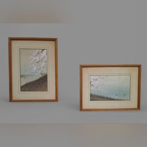 Pair Of Early 19th Century Japanese Artist Kyoha Watercolor Paintings